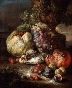 RUOPPOLO, Giovanni Battista Still Life with Fruit and Dead Birds in a Landscape Spain oil painting artist